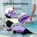 Kuoser Dog Life Jacket, Front Float Dog Life Vest for Swimming Boating, Reflective Pet Swim Suit with Rescue Handle & D-Ring & Chin Float for Small Medium Large Dogs, Purple 2XL