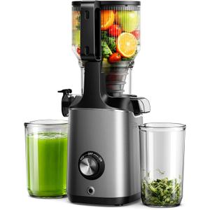 Cold Press Juicer Machines, EUHOMY 5.8" Wide Feed Chute, Slow Masticating Juicer for Whole Vegetables and Fruits, 99.6% High Juice Yield, Easy to clean, Juicer Machines with BPA Free