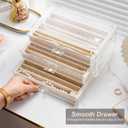 Necklace Holder Organizer, Dustproof Necklace Box Velvet Necklace Organizer Box with Lid Clear Acrylic Dustproof Stackable Jewelry Displays for Necklaces Chain Display (Beige, 5 Drawer)