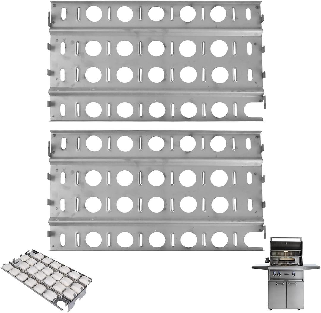 2-Pack SN257A Heat Plate Shield for Lynx L36 L30 L27 LBQ27FR CS30 L54 L30PSP L42 L30APSFR, Stainless Steel Ceramic Briquette Tray Replacement for Lynx LDR30 LDR21 LDR27 Accessories, 16 7/8" x 9 1/2"
