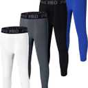 EXARUS Youth Boys Compression Leggings Pants Tights Football Sports Athletic Base Layer for Basketball Teen 8Y