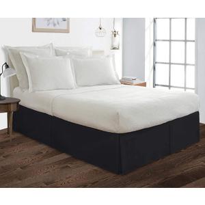Cotton Delight Bed Skirt King Size 100% Cotton Blend Fabric, Premium Tailored Fit 1pc Bedskirt King Size 16" Drop Length Black Solid