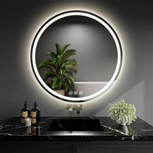 LED Bathroom Mirror 28 Inch Round Bathroom Mirror with Lights, Circle LED Mirror, Wall Mounted Lighted Bathroom with 3 Colors Brightness, Anti-Fog, Dimmable, Shatter-Proof