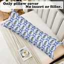 Blue Chinoiserie Christmas 20x54 Body Pillow Cover with Zipper,Grandmillennial Christmas Decor,Coquette Preppy Blue Bow Xmas Striped Decorative Long Hug Pillow Cases for Bed Couch