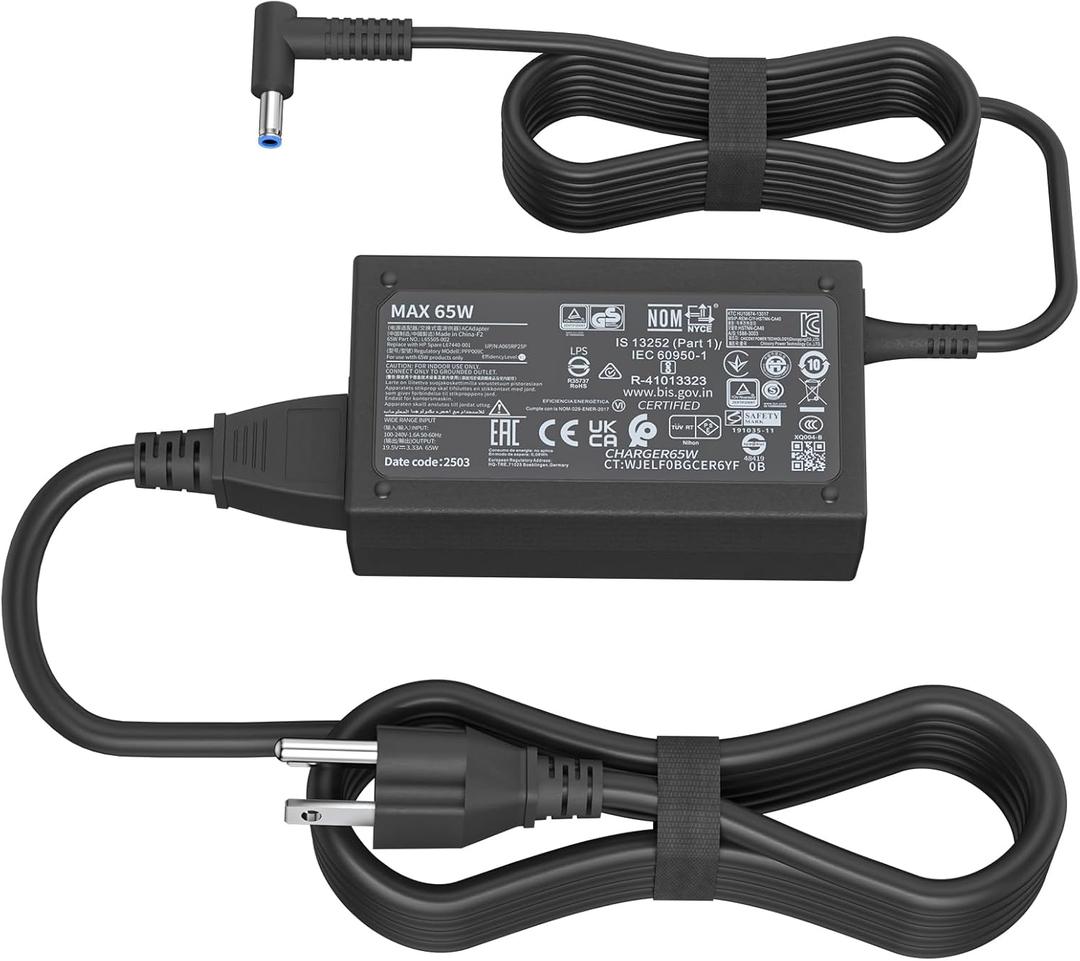 65W 45W AC Charger Compatible with HP Elitebook Series Probook 430 440 450 455 470 640 650 G3 G4 G5 G6 G7 G8 PPP009A PPP009C 19.5V 3.33A Laptop Power Adapter Cord
