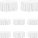 PureFit 8 Pack Round White Table Cloths 120 Inch for Round Tables, Stain and Wrinkle Resistant Table Linens for Home Use, Wedding, Party, Banquet and Camping