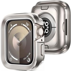 Amizee 2 in 1 Metal Rugged Case Compatible with Apple Watch Series 6/5/4/SE 44mm, Aluminum Shockproof Protective Bumper Cover Compatible with iWatch 44mm, Original