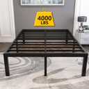 18 Inch Tall and Strong Platform Metal Bed Frame/Easy Assembly Mattress Foundation/ 4000lbs Heavy Duty Frame with Steel Slat Support/No Noise/No Box Spring Needed, Queen