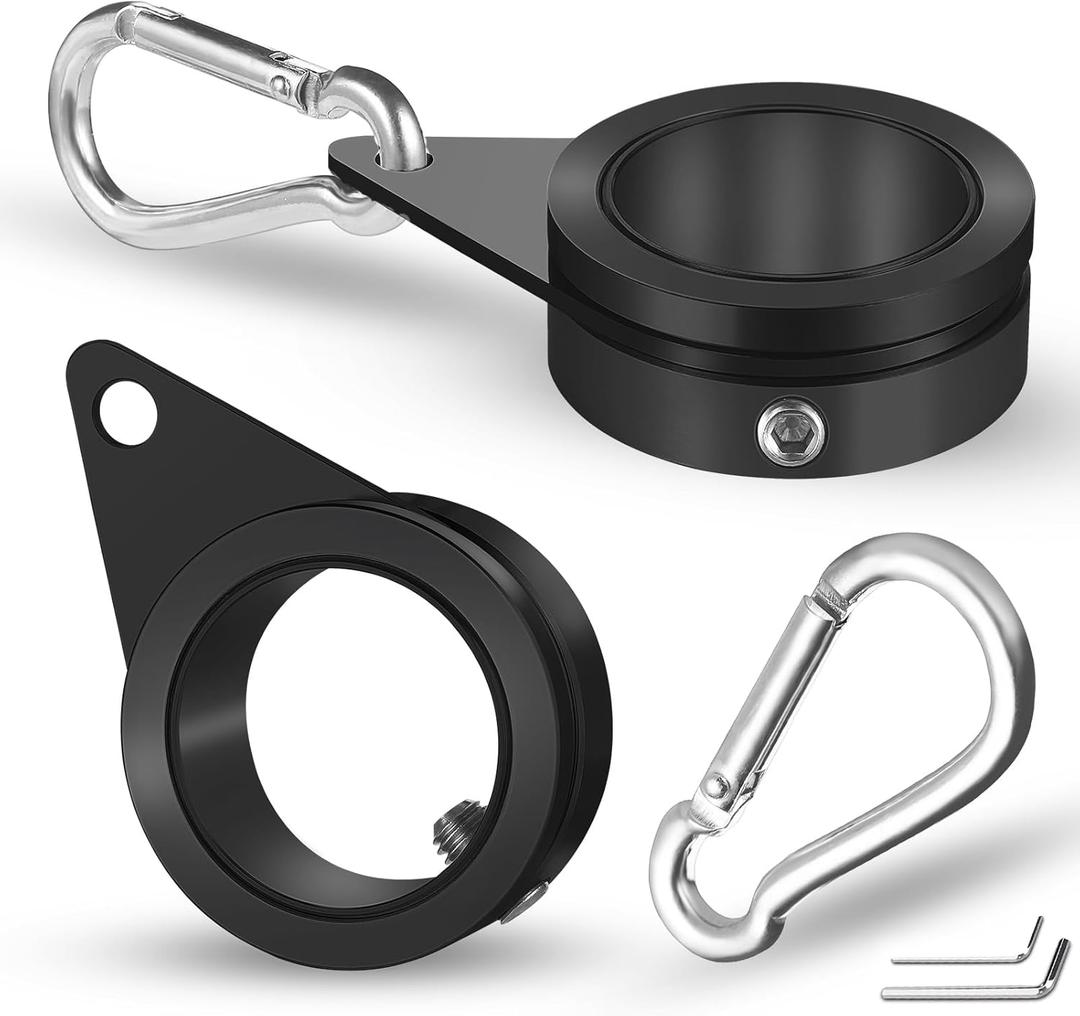 Anovo 1.25" Flag Pole Rings, Flagpole Rings Aluminum Alloy 360 Rotating Anti-Wrap Flag Mounting Spinning Ring Clips for 1.02-1.25 Inch Diameter Flagpole (1.25 Inch -Pack of 2, Black)