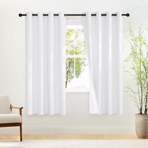 NICETOWN White Black Out Curtains 72 inch Long, Grommet Full Blackout Thermal Insulated Window Treatments for Bedroom, 2 Panels, W52 x L72