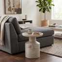 SIMPLIHOME Haynes 16" Wide Solid Wood Round End Table in White Wash