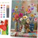 PRASIO Framed Paint by Numbers Kit for Adults Beginner, Vintage Flowers Adult Paint by Number Kits on Canvas Framed, DIY Acrylic Watercolor Oil Paint by Numbers with Frame for Home Decor 16x20 Inch (XM-OP-F-ColorfuVases-4050)