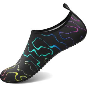 Water Socks for Women Men Adult Aqua Swim Shoes Beach River Pool Barefoot Yoga Exercise Wear Sport Accessories Quick-Dry Must Haves Size 11.5-12.5Women/ 10.5-11.5Men(N-Laser Stripe)