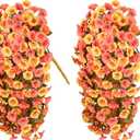 HyeFlora Artificial Fake Fall Hanging Flowers Plants for Outdoor Decor, 2PCS Faux Silk Fall Morning Glory Trailing Vines UV Resistant Look Real for Autumn Home Planter Porch Patio (Orange+Yellow)