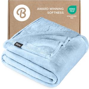 Bare Home Fleece Blanket - Throw/Travel - Ultra-Soft Lightweight for Bed, Sofa, and Couch - Luxury Microplush - Cozy Warm Blanket (Throw/Travel, Light Blue)