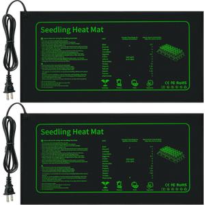 LOCONHA Seedling Heat Mat for Seed Starting,10" x 20.75" Waterproof Heating Pad for Indoor Plants Germination (Black 2 Pack)