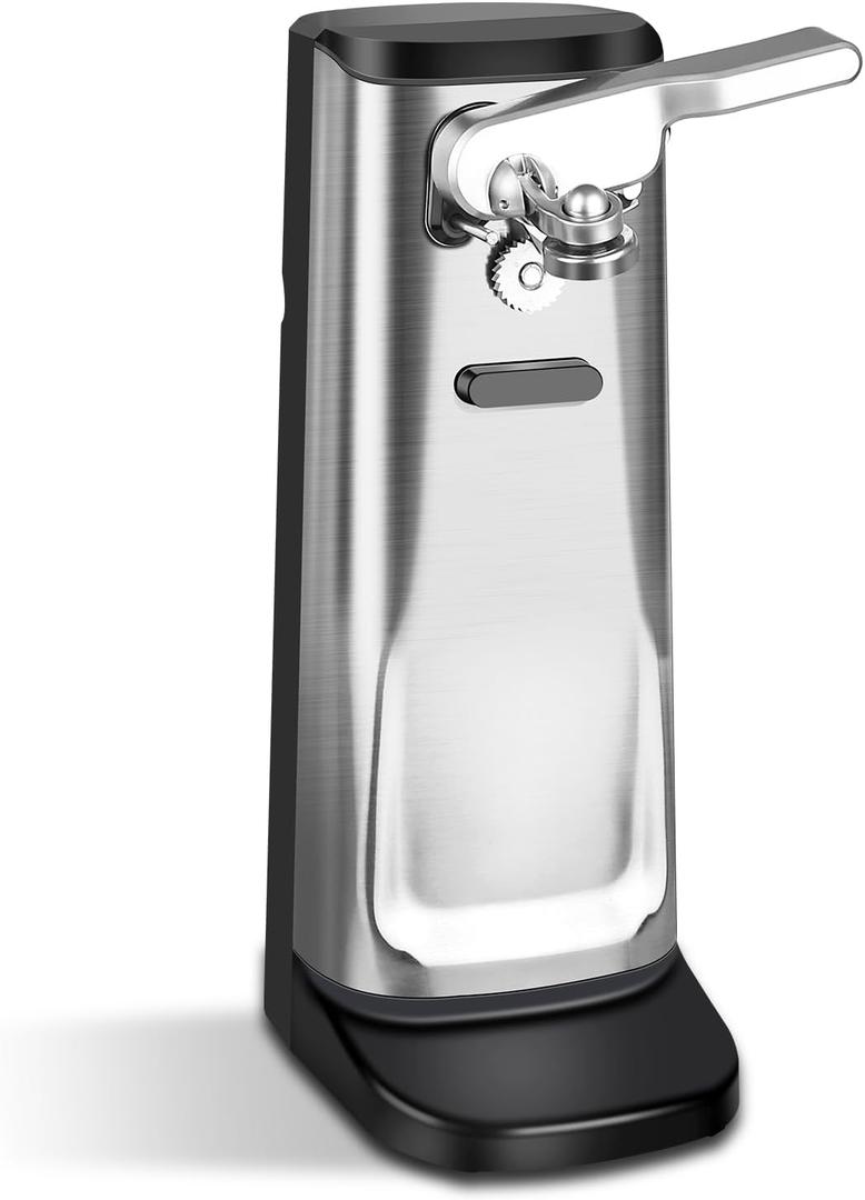 Davivy Extra-Tall Stainless Steel Electric Can Opener,Multifunctional Jar and Bottle Opener Knife Sharpener and Cord Storage (Black)