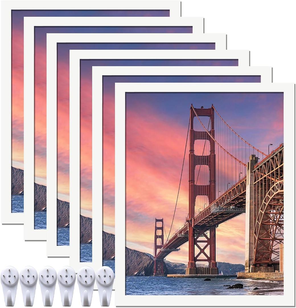 6 Sets 12x15 Picture Frame, Frames for 12 x 15 Canvas Collage Photo Poster Certificate Wall Gallery, High Transparent Horizontal Vertical White 12 by 15 Inches