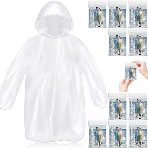 MZYIWUU 10 Pack Disposable Rain Ponchos for Adults, Card-Sized Ponchos Family Pack with Hood, Portable Rain Poncho for Travel, Emergency Rain Poncho for Outdoor, Daily Use