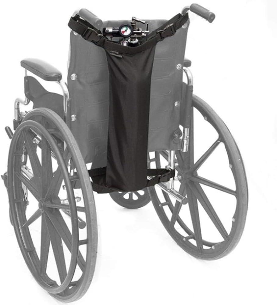 Oxygen Tank Holder for Wheelchair, Wheelchair Oxygen Tank Holder Adjustable Straps, Heavy Duty, Waterproof Fits Most Oxygen Cylinders (Black- Single)