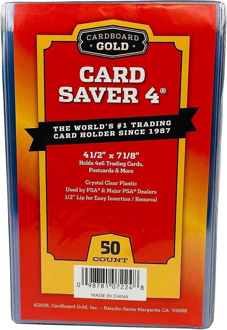 Card Saver 50 Cardboard Gold 4 Semi-Rigid Card Holders