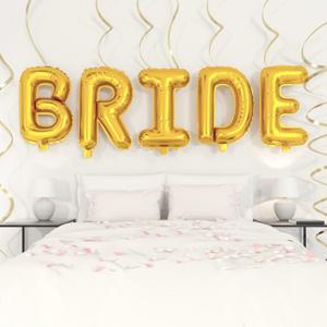 HOUSE OF PARTY Bride Balloon - 40'' Foil Balloons for Wedding Bridal Shower Engagement Party Decor - Bachelorette Party Supplies for Bride-to-Be! - Gold