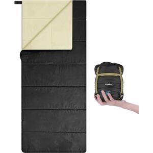 Sleeping Bag, Ohuhu Lightweight Sleeping Bag 3 Season Warm Weather Portable Compact Sleeping Bags for Adult Kids with Carry Bag for Camping Hiking Backpacking and Outdoors 59-77 (Black)