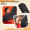 8 PCS Large Folding Fans Set for Line Dance & Popping, Boots on The Ground Hand Fans with Fan Sleeves, Chinese Kung Fu Fan for Line Dancing for Men Women - Black