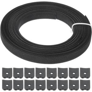 PATIKIL Boning for Sewing, 15 Yard 12mm Wide Polyester Sew-Through High Density Corset Boning with 60 Pcs End Caps for Corset Wedding Dress Hat Cap DIY, Black