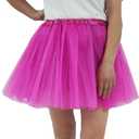 Adult Teens 5 Layered Tutu Skirt, Women Girls Ballet Dance Tulle Skirt Costume Elastic Waist Tulle Tutu Skirt (Pink)