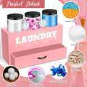 Geelin 4 Pack Laundry Pods Organizer & Dryer Sheet Holders, Laundry Room Organization Containers Dispenser, 3 Pcs 1.3 L Jars with Lids and Labels for Detergent Storage Supplies Decorations(Pink)