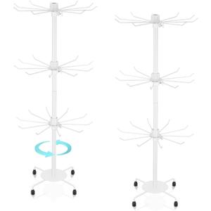 2 Pcs Spinning Jewelry Display Stand 3 Tier Rotating Keychain Earring Retail Rack Adjustable Fashion Counter Jewelry Tree Display Holder Organizer for Women Men (White)
