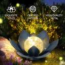 Huaxu Solar Lights Outdoor Garden Decor Crackle Glass Globe Lotus Flower Gray Metal Waterproof Light for Patio,Lawn,Walkway,Tabletop,Ground,Gifts for Mom,Women,Christmas