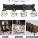 Black Gold Farmhouse Bathroom Light Fixtures, 4-Light Bathroom Lighting Fixtures Over Mirror, Rustic Wood Vanity Lights Wall Sconces with Metal Lampshade for Living Room