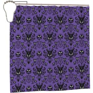 Haunted Horror Mansion Shower Curtain Waterproof Fabric with Hooks Shower Curtains Or Bathroom Decor 72x72 Inch (Purple)