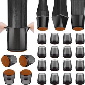 BALEINE Silicone Chair Leg Floor Protectors, Stool Leg Protectors Cap, Chair Leg Caps for Hardwood Floors (Black-16pcs, Round S)