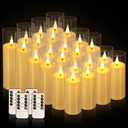 fclayvts 24 Packs of Acrylic LED Candles, Flickering Flameless Candles Battery Operated with Remote Dimmed and Timed, 3D Wick Candles for Home Decor,Wedding,GiftParties and Festivals. (3 Size)