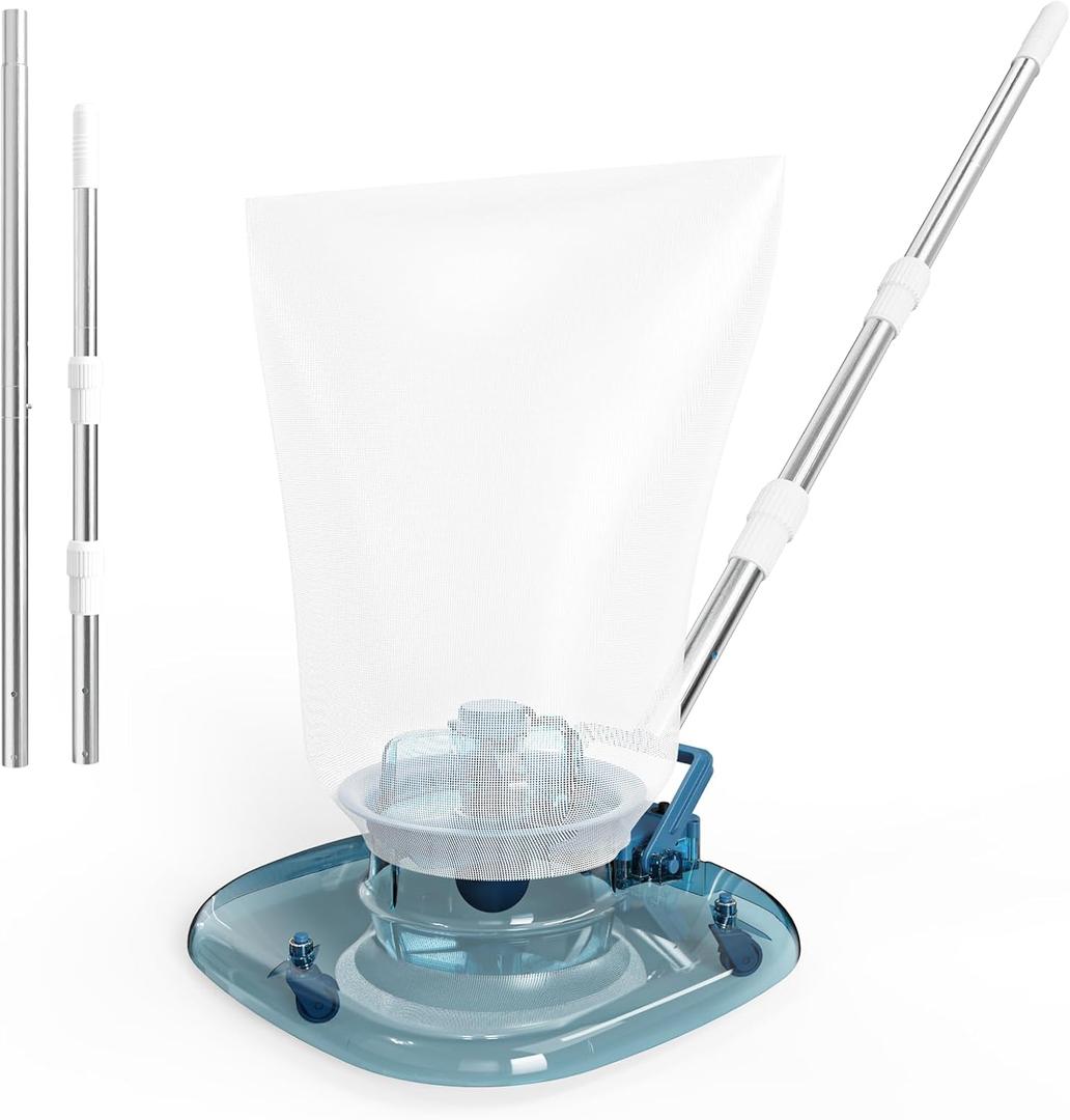 Cordless Pool Leaf Vacuum & Skimmer with Telescopic Pole  83GPM Suction, Rechargeable Pool Vacuum for Inground & Above Ground Pools, Hot Tubs, Spas  6.6 Gallon Debris Bag Cordless Pool Leaf Vacuum & Skimmer with Telescopic Pole  83GPM Suction, Rechargeable Pool Vacuum for Inground & Above Ground Pools, Hot Tubs, Spas  6.6 Gallon Debris Bag