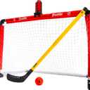 Franklin Sports Mini Hockey Goal Set - NHL Light Up Knee Hockey Goal and Stick Set with Hockey Ball - Perfect for Indoor Floor Hockey and Knee Hockey, Red, 36" L x 36" W x 24" H