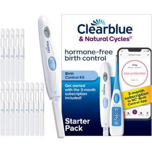 Clearblue & Natural Cycles Hormone-Free Birth Control Kit Starter Pack, 3 Month Subscription to The Natural Cycles app, 15 Digital Ovulation Tests, 1 Digital Basal Thermometer Clearblue & Natural Cycles Hormone-Free Birth Control Kit Starter Pack, 3 Month Subscription to The Natural Cycles app, 15 Digital Ovulation Tests, 1 Digital Basal Thermometer