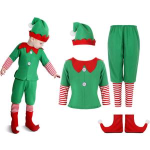 Geyoga Christmas Costumes Cute Outfits Include Hat Shoes and Other Accessories for Kids Cosplay(Green, Medium)