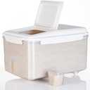 LivLab Mker Rice Storage Container 20 lbs - 15 lbs Airtight Flour Dispenser with Lids & wheel, BPA Free, kitchen organizers for Pet/Cat/Dog Food Storage Container (10 lbs), White