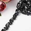 BBTO Rhinestone Chain Trim Applique Embellishment Crystal Wedding Bridal Costume Flower Leaf Chain Sewing Bling Trim for Jewelry DIY Necklace Bags Parties (3 Yards,Black)