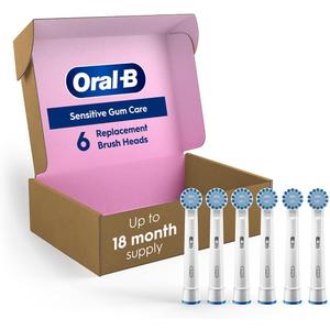 Oral-B Sensitive Gum Care Replacement Brush Heads for an Oral-B Electric Toothbrush, Pack of 6 (White)