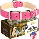 ADITYNA Heavy-Duty Pink Leather Dog Collar for Extra-Large Dogs - Soft Padded for Comfort - Big Girl Dog Collar for Walking, Training, and Hiking (Extra-Large: Fit 22-30" Neck)