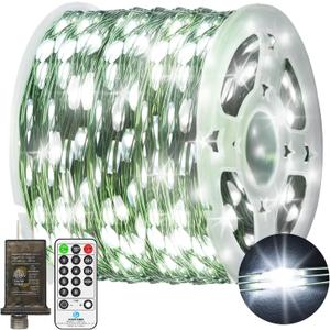 393 FT 1200 LED Green Wire Fairy Lights Plug in Outdoor String Lights 8 Modes Timer Twinkle Waterproof LED String Lights for Xmas Yard Tree Patio Wedding Holiday Party Decorations(Cool White)