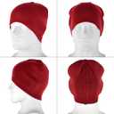 Headshion Thin Skull Cap Beanie for Men Women, 2 Pack Knit Cuffless Beanie Plain Toboggan Hat (One Size, Wine Red & Purple)