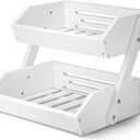 G.a HOMEFAVOR Fruit Basket for Kitchen, 2-Tier Fruit Bowl for Kitchen Counter, Vegetable Storage Stand for Fruit Shop, 15 mm Thickness (WHITE)