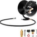 VEVOR Pressure Washer Hose Reel, 50 ft x 3/8 inch Heavy-Duty Steel Bracket-Mounted Pressure Hose Reel, Wall/Floor/Truck Mount, 4000PSI Max, Manual Power Hand Crank for Car/Floor Washing,Garden