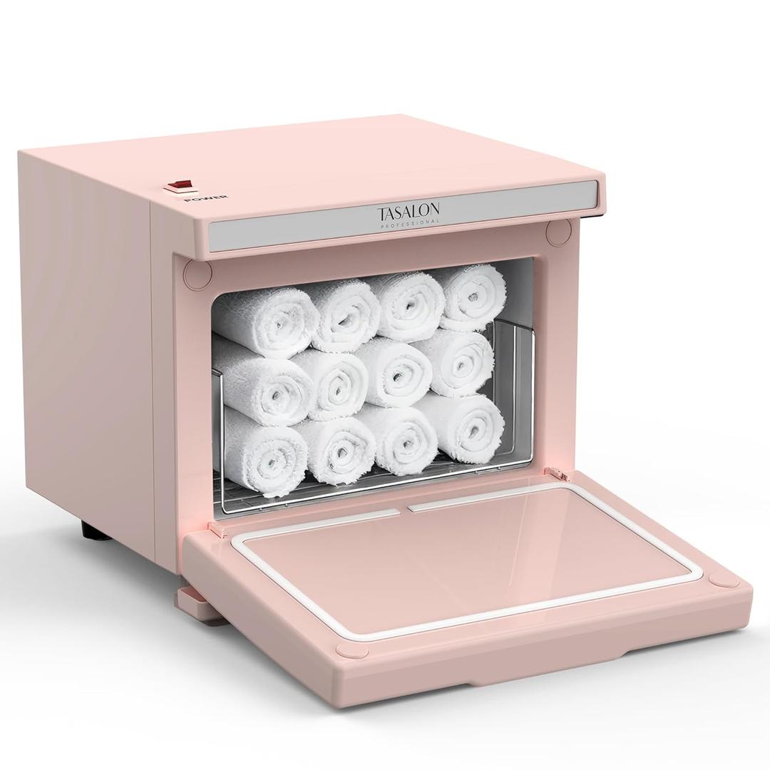 TASALON 8L Towel Warmer Hot Cabinet Box, Aluminum Inner Chamber, Removable Tray, Fast Heating for Beauty Spa Salon Massage - Pink (Large)